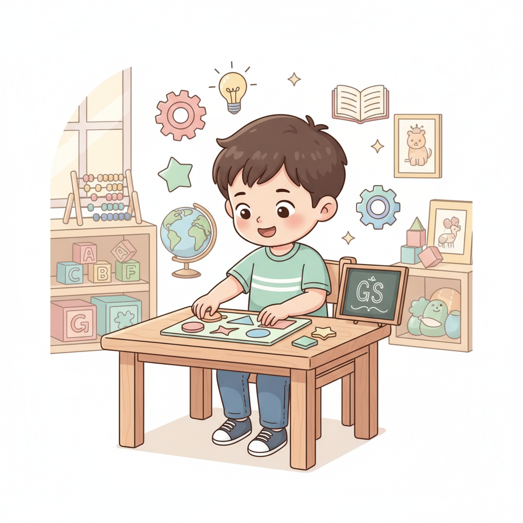 Enfant concentré faisant ses devoirs à la maison