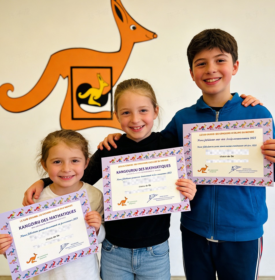 Enfants en France récompensé pour son excellent résultat au Kangourou des mathématiques