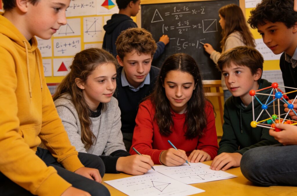enfants participant à la Semaine des mathématiques en France
