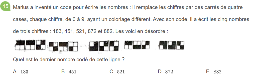 analyse des réponses du Sujet E au Kangourou des mathématiques 2026