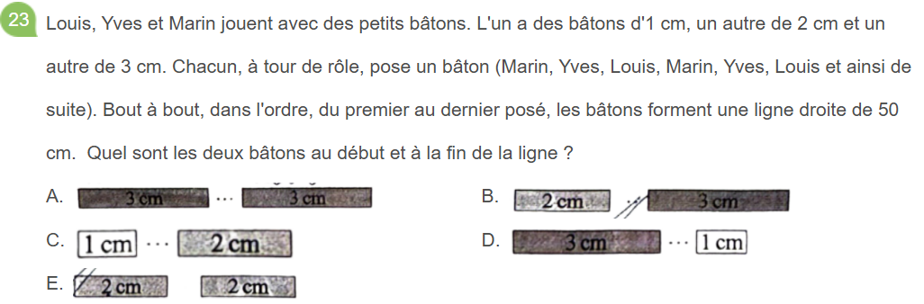 analyse des réponses du Sujet E au Kangourou des mathématiques 2026