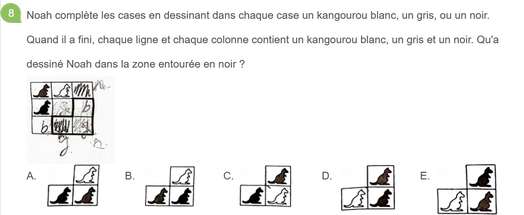 analyse des réponses du Sujet E au Kangourou des mathématiques 2026